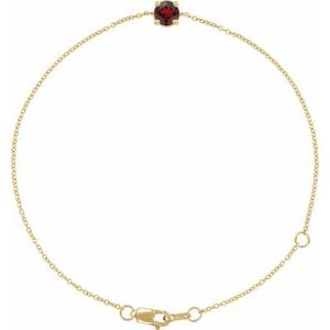14K Yellow Or White Gold Or Sterling Silver Round 4 Mm 6.5-7.5 In Polished Natural Gemstone Solitaire Bracelet