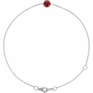 14K Yellow Or White Gold Or Sterling Silver Round 4 Mm 6.5-7.5 In Polished Natural Gemstone Solitaire Bracelet