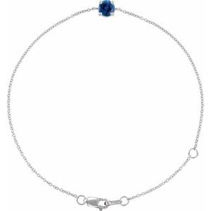 14K Yellow Or White Gold Or Sterling Silver Round 4 Mm 6.5-7.5 In Polished Natural Gemstone Solitaire Bracelet