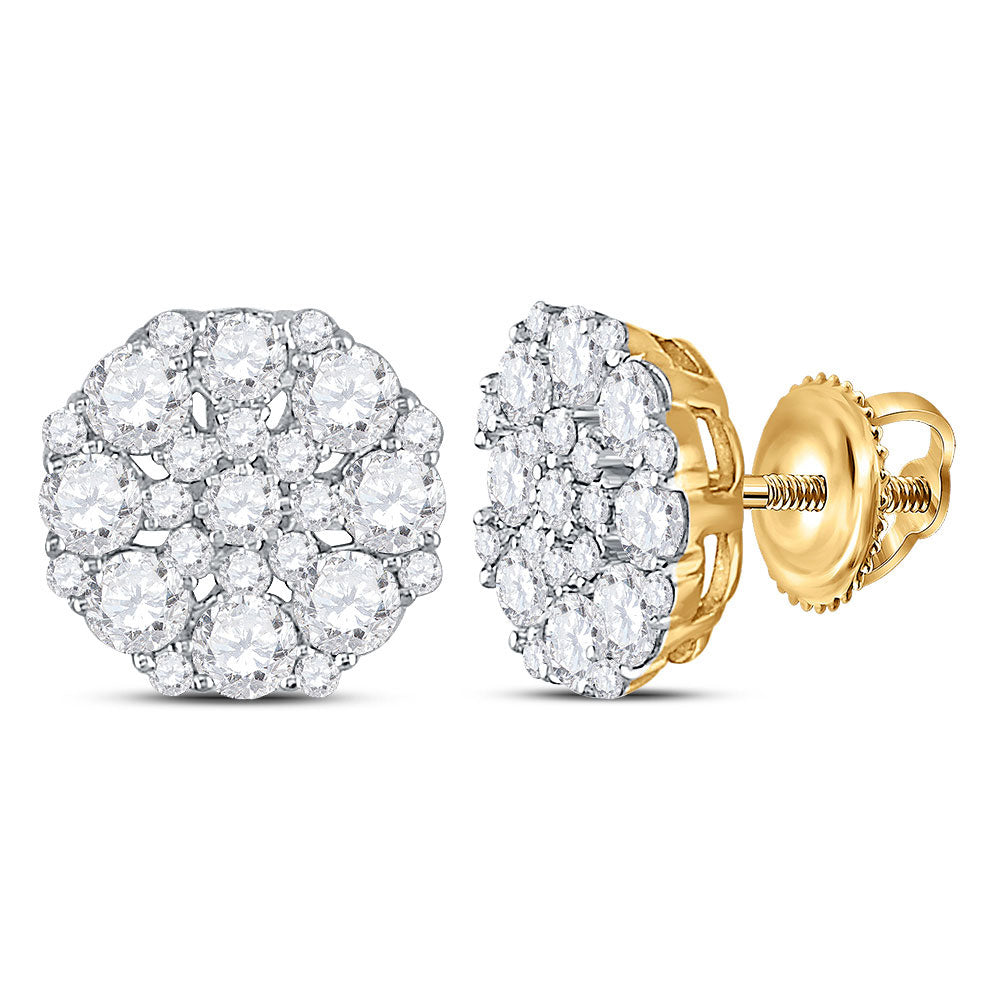 14K White Or Yellow Gold Womens Round Diamond Octagon Cluster Earrings
