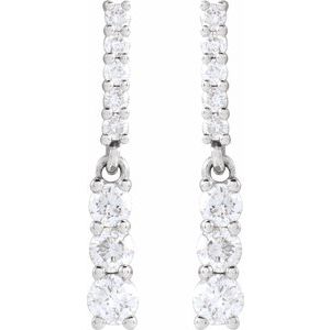 14K White Gold Round 2.1 Mm 1/4 Ctw Full Cut Natural Diamond Dangle Earrings