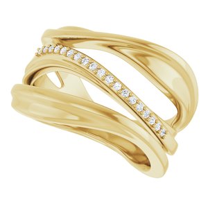 14K Yellow Gold Natural Diamond Round 1 Mm Polished .07 Ctw Natural Diamond Freeform Ring Size 7