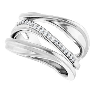 14K White Gold Natural Diamond Round 1 Mm Polished .07 Ctw Natural Diamond Freeform Ring Size 7