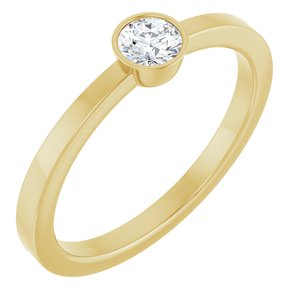 14K Yellow Gold Natural Diamond Round 3.9 Mm Polished 1/5 Ct Natural Diamond Bezel-Set Solitaire Ring Size 7
