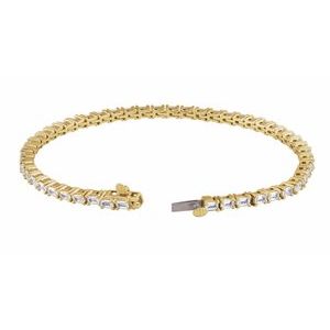 14K Yellow Gold Emerald 3 X 2.1Mm G-H Si 5 Ctw Lab-Grown Diamond Line Bracelet, Length: 7 In