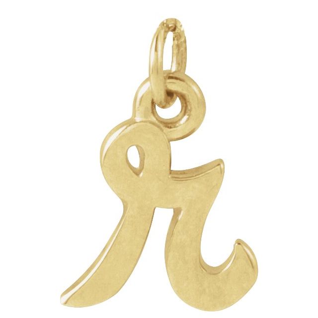 14K Yellow Gold Or Sterling Silver 7.9 X 6.45 Mm Polished Petite Initial Pendant