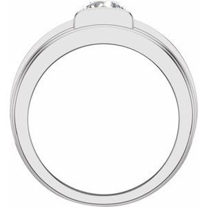 14K White Gold Lab-Grown Diamond Round 7.3 Mm Diamond Polished 2 Ctw Lab-Grown Diamond Mens Band Size 10