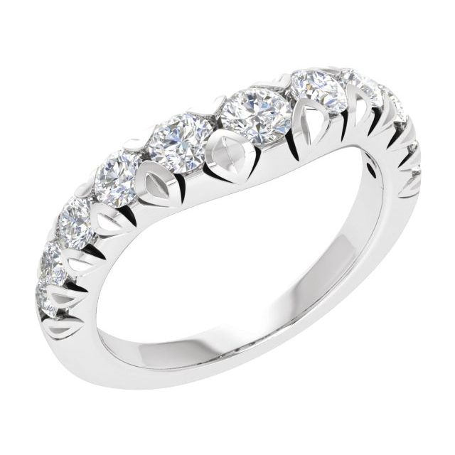 14K White Gold Round 3.5 Mm Polished 1 Ctw Lab-Grown Diamond Contour Band, Size 7
