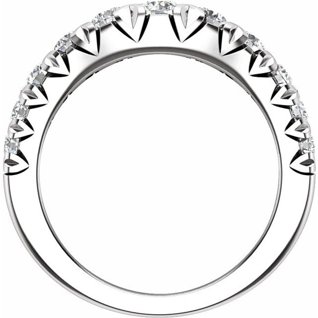 14K White Gold Round 3.5 Mm Polished 1 Ctw Lab-Grown Diamond Contour Band, Size 7