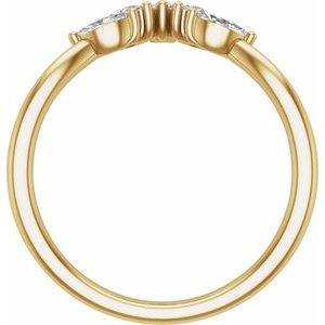 14K Yellow Gold Marquise 4.7 X 3 Mm Polished 3/8 Ctw Natural Diamond Contour Band Size 7