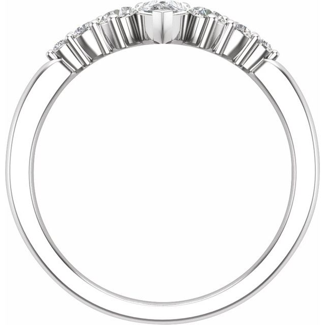 14K White Gold Pear 5 X 3.5 Mm Polished 1/2 Ctw Natural Diamond Contour Band, Size 7