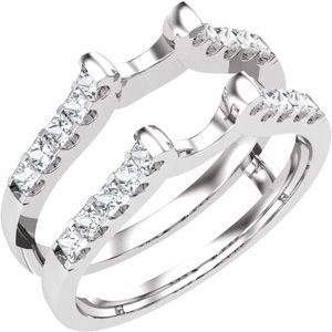14K White Gold Square 1.6 X 1.6 Mm Polished 1/2 Ctw Lab-Grown Diamond Ring Guard Size 7