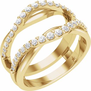 14K Yellow Gold Natural Diamond Round 1.7 Mm Polished 1/2 Ctw Natural Diamond Ring Guard Size 7
