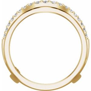 14K Yellow Gold Natural Diamond Round 1.7 Mm Polished 1/2 Ctw Natural Diamond Ring Guard Size 7