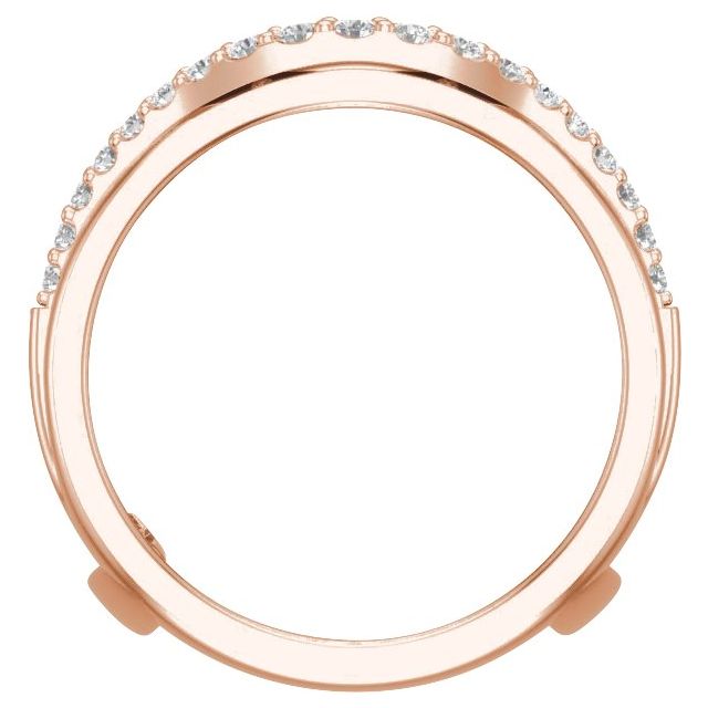 14K Rose Gold Round 1.7 Mm Polished 1/2 Ctw Natural Diamond Ring Guard, Size 7