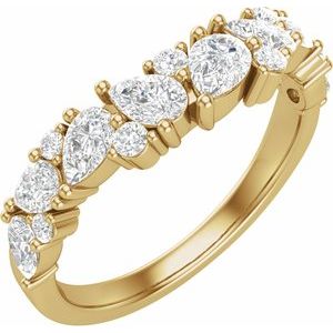 14K Yellow Gold Lab-Grown Diamond Pear 4.3 X 2.8 Mm Lab-Grown Diamond Polished 1 Ctw Lab-Grown Diamond Contour Band Size 7