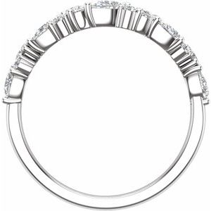 14K White Gold Lab-Grown Diamond Pear 4.3 X 2.8 Mm Lab-Grown Diamond Polished 1 Ctw Lab-Grown Diamond Contour Band Size 7