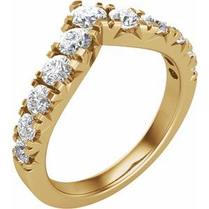 14K Yellow Gold Lab-Grown Diamond Round 3.5 Mm Lab-Grown Diamond Polished 1 Ctw Lab-Grown Diamond Contour Band Size 7