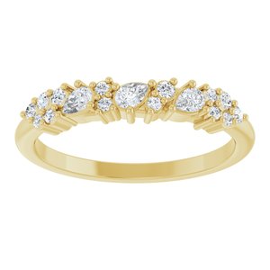 14K Yellow Gold Pear 3 X 2 Mm Polished 1/4 Ctw Lab-Grown Diamond Anniversary Band Size 7