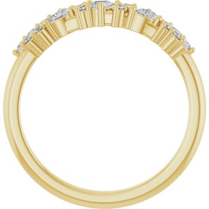 14K Yellow Gold Pear 3 X 2 Mm Polished 1/4 Ctw Natural Diamond Anniversary Band Size 7