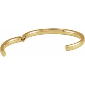 14K Yellow Gold 6 Mm 7 In Polished Hinged Cuff Bracelet