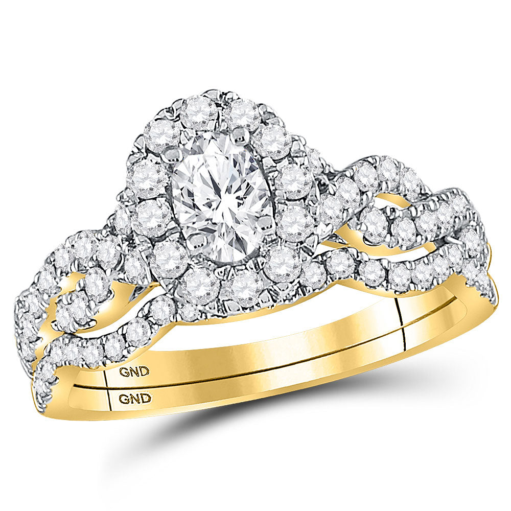 14K White Or Yellow Gold Oval Diamond Bridal Wedding Ring Band Set , Womens Size: 5-10