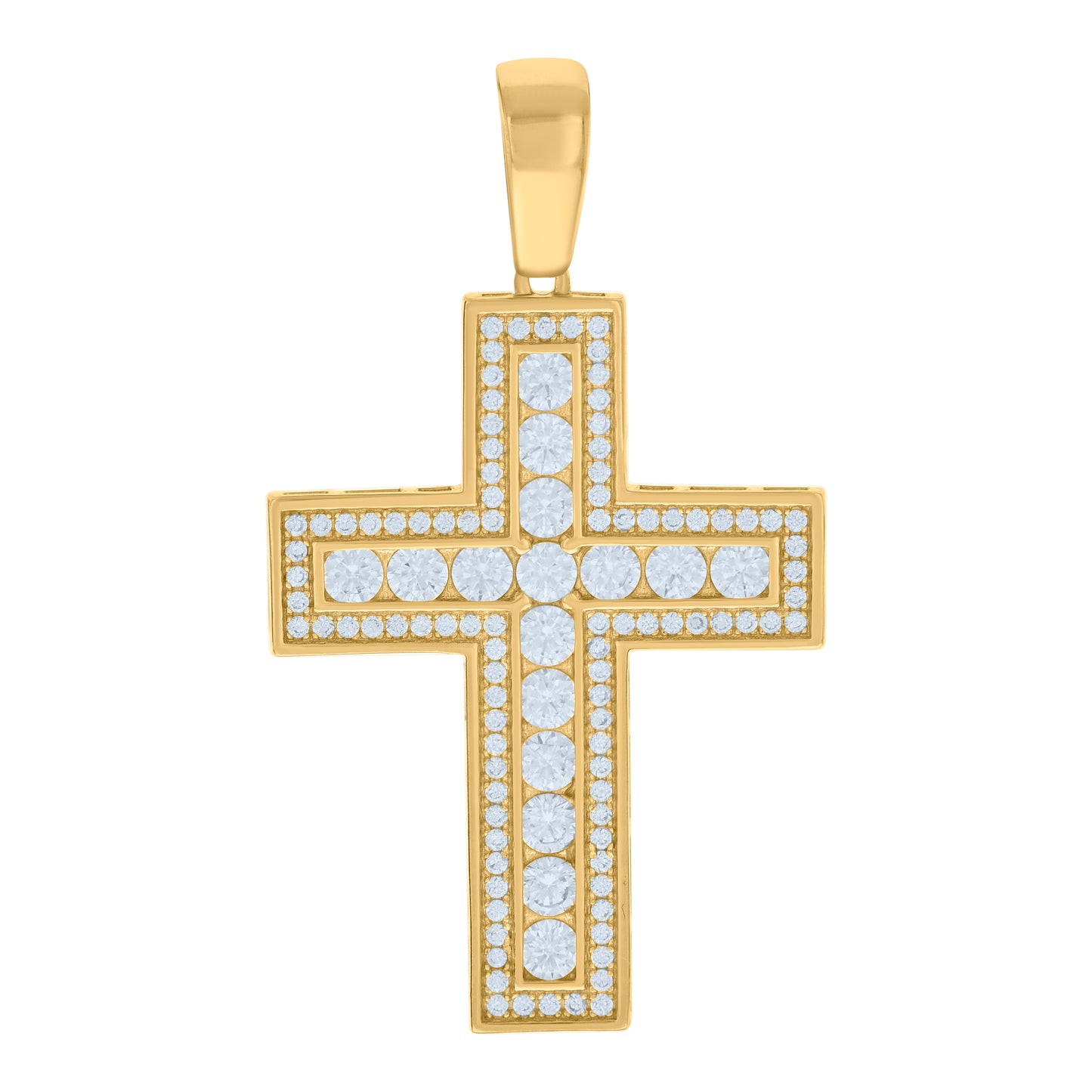 Sterling Silver Mens Cubic-Zirconia Cross Religious Charm Pendant