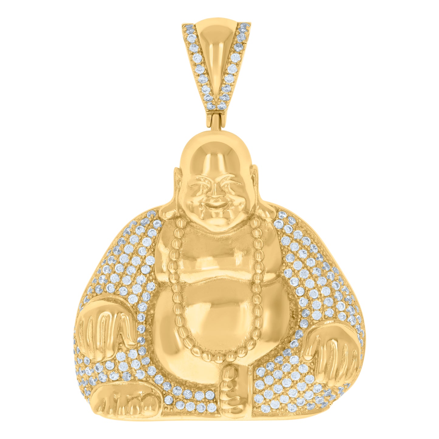 Sterling Silver Mens Cubic-Zirconia Buddha Religious Charm Pendant
