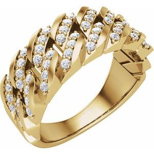 14K Yellow Gold Round 1.4 Mm Polished 3/4 Ctw Lab-Grown Diamond Band Size 10