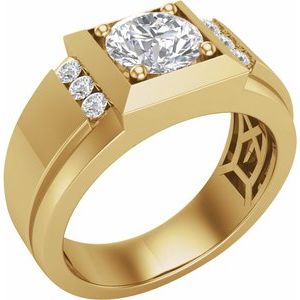 14K Yellow Gold Lab-Grown Diamond Round 7.3 Mm Polished 1 3/4 Ctw Lab-Grown Diamond Mens Band Size 10