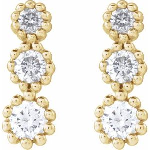 14K Yellow Gold Round 1.9 Mm 1/8 Ctw Natural Diamond 3-Stone Earrings