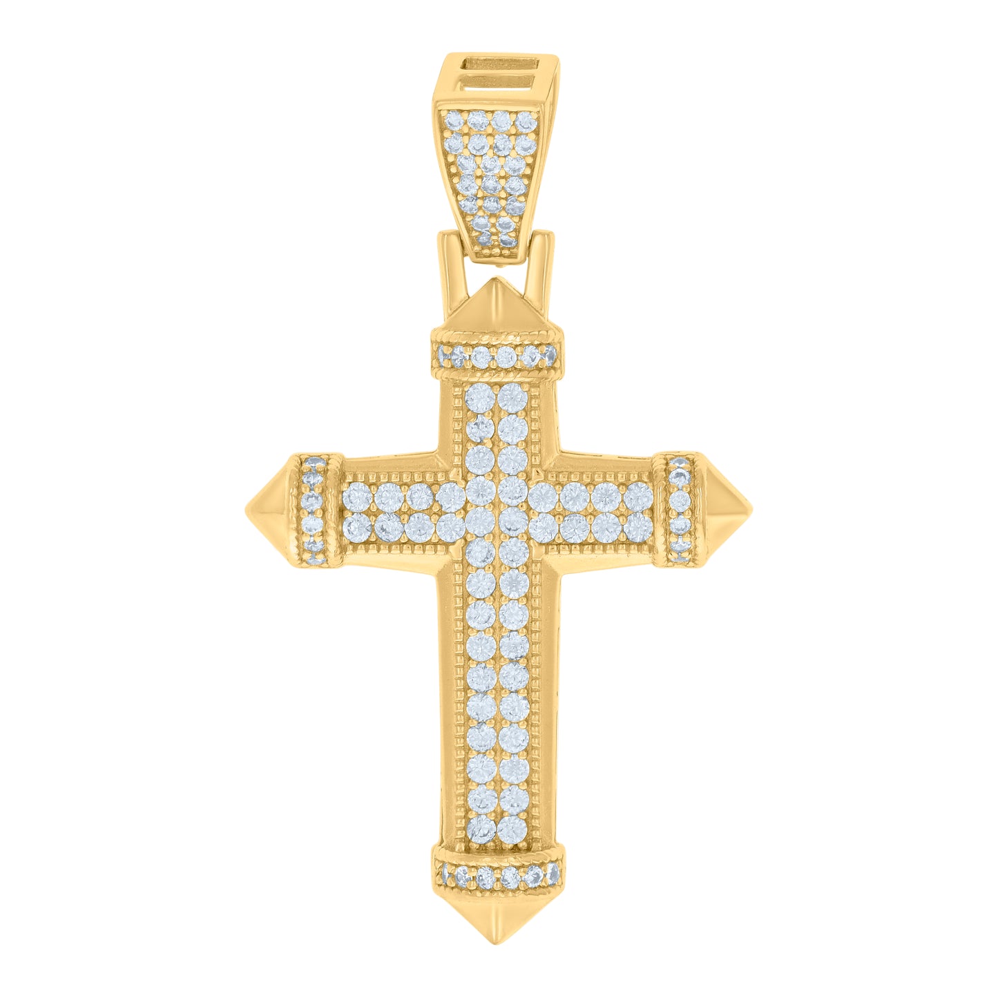 Sterling Silver Mens Cubic-Zirconia Cross Religious Charm Pendant