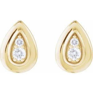 14K Yellow Gold Round 1.8 Mm .07 Ctw Natural Diamond Teardrop Stud Earrings