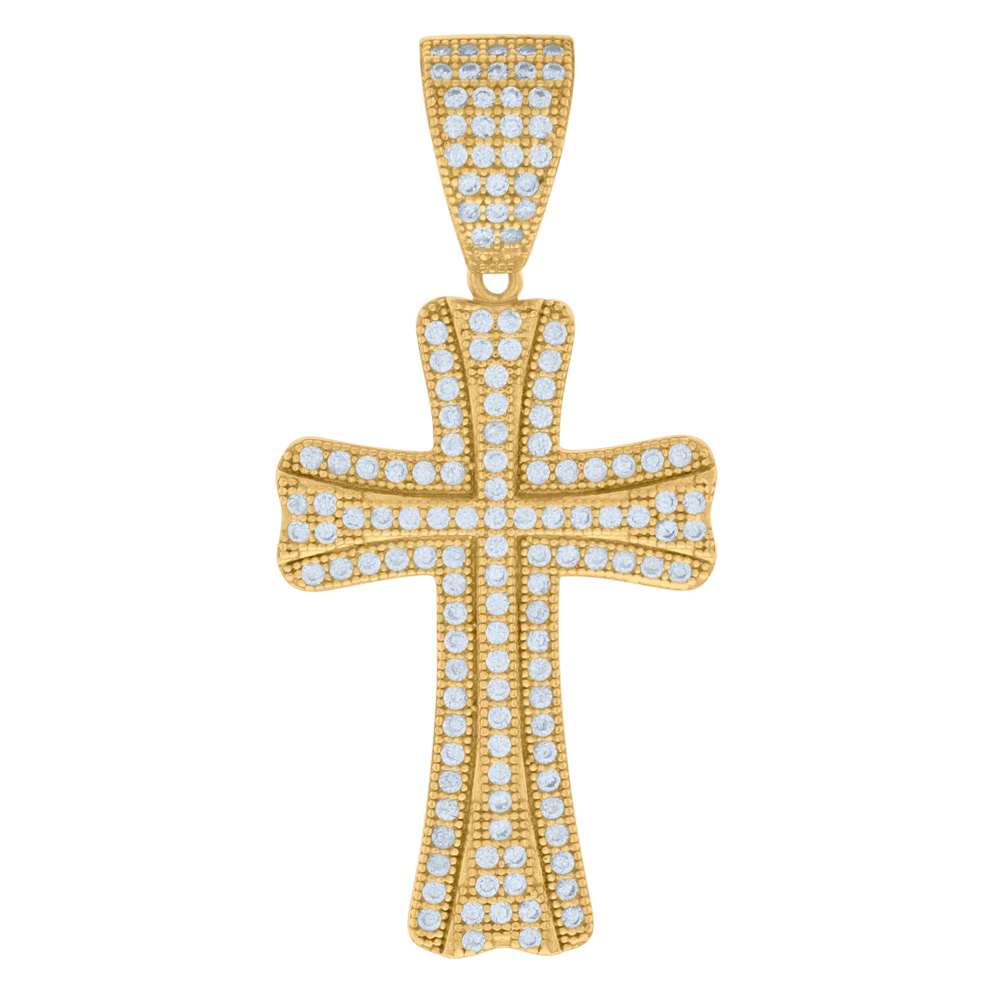 Sterling Silver Mens Cubic-Zirconia Cross Religious Charm Pendant