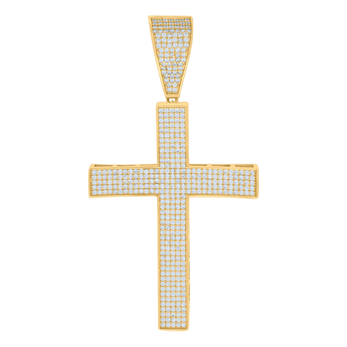 Sterling Silver Mens Cubic-Zirconia Cross Religious Charm Pendant