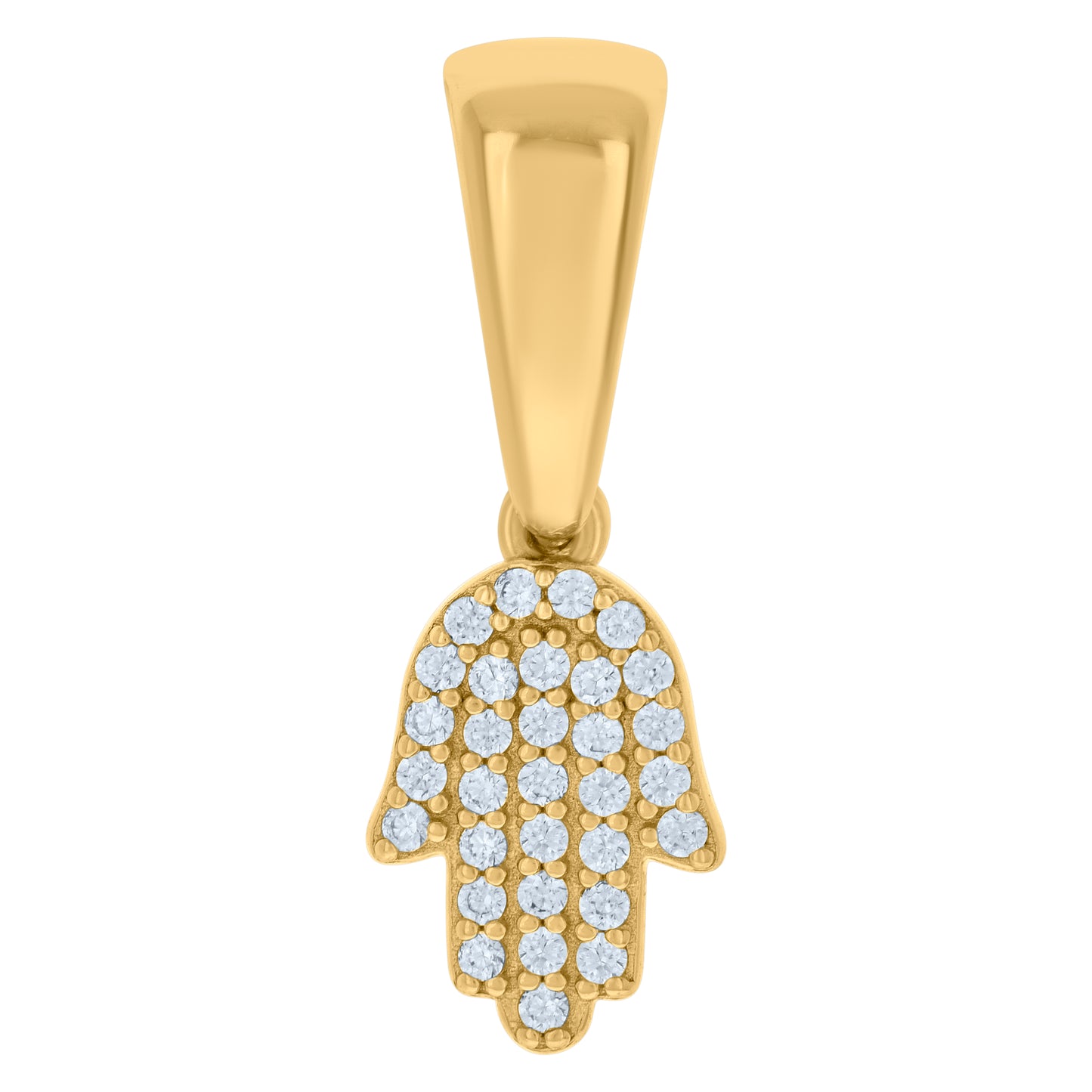 Sterling Silver Unisex Cubic-Zirconia Hamsa Symbol Religious Charm Pendant