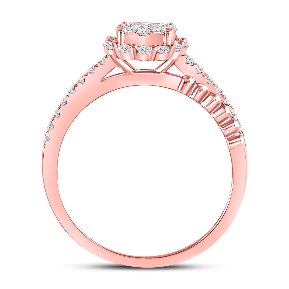 14K Rose Gold Round Diamond Solitaire Beaded ridal Wedding Engagement Ring 1/2 Cttw, Womens Size: 5-10