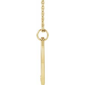 14K Yellow Gold Round 1.5Mm G-H I1 .015 Ct Natural Diamond Engravable Necklace, Length: 18 In