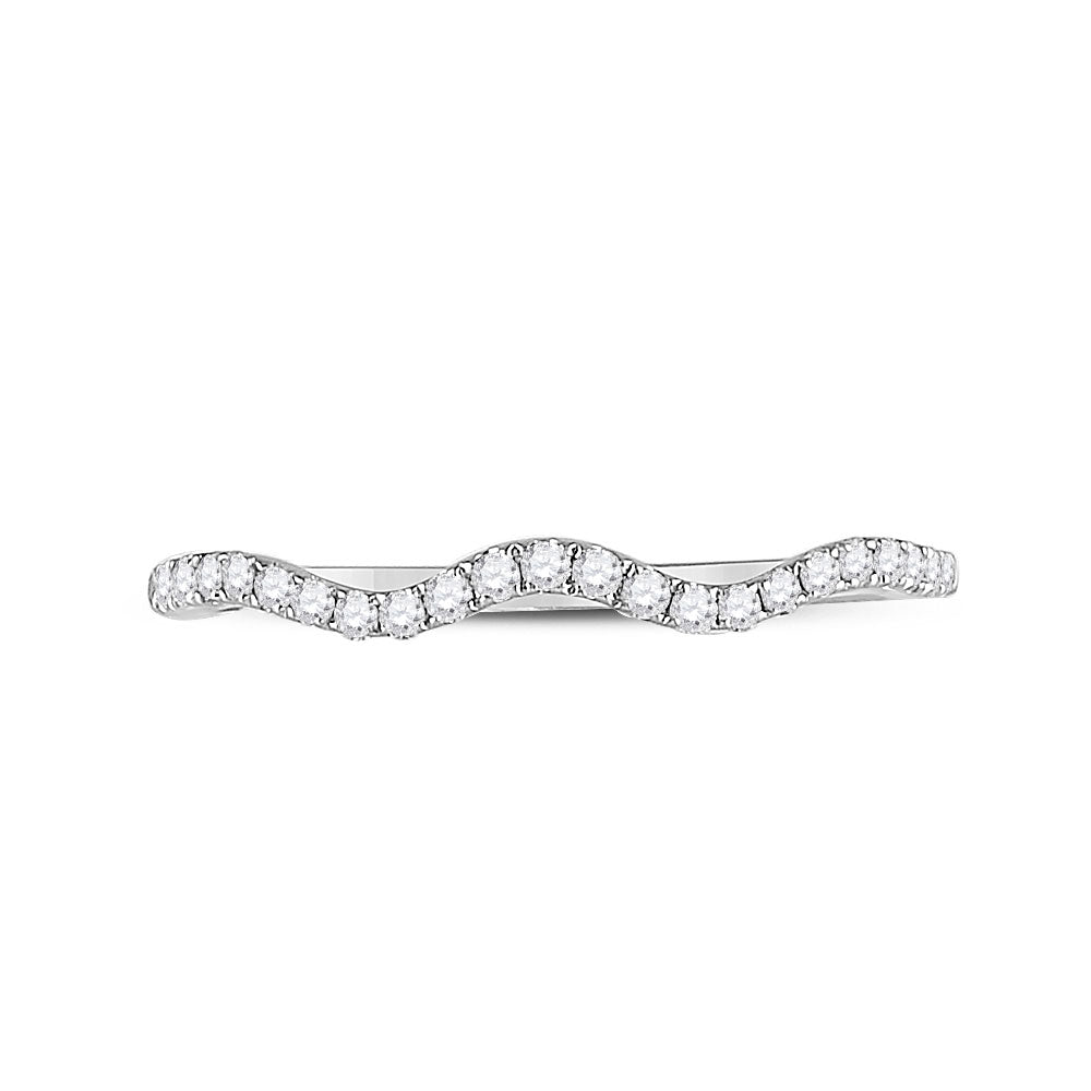 10K White Gold Womens Round Diamond Contoured Stackable Band Ring 1/5 Cttw, Womens Size: 5-10
