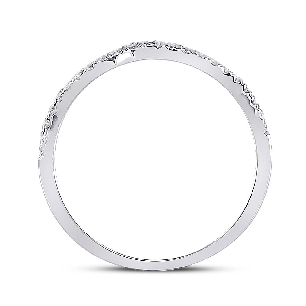 10K White Gold Womens Round Diamond Contoured Stackable Band Ring 1/5 Cttw, Womens Size: 5-10