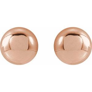 14K Rose Gold 5 Mm Pair Friction Backs Polished Ball Earrings