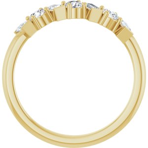 14K Yellow Gold Round 3 Mm 1/2 Ctw Natural Diamond Anniversary Band Size 7
