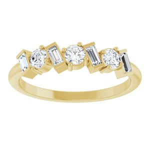 14K Yellow Gold Round 3 Mm 1/2 Ctw Natural Diamond Anniversary Band Size 7