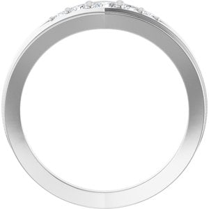 14K White Gold Round Polished 1/5 Ctw Natural Diamond 5-Stone Band Size 10