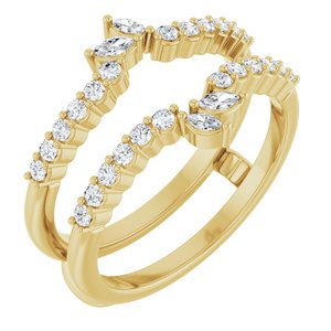 14K Yellow Gold Natural Diamond Marquise 3 X 1.5 Mm Natural Diamond Polished 3/8 Ctw Natural Diamond Ring Guard Size 7