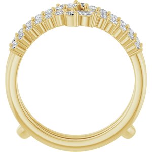 14K Yellow Gold Natural Diamond Marquise 3 X 1.5 Mm Natural Diamond Polished 3/8 Ctw Natural Diamond Ring Guard Size 7