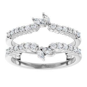 14K White Gold Natural Diamond Marquise 3 X 1.5 Mm Natural Diamond Polished 3/8 Ctw Natural Diamond Ring Guard Size 7