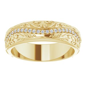 14K Yellow Gold Round 1 Mm G-H Si2-Si3 1/5 Ctw Natural Diamond Band Size 8