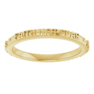 14K Yellow Gold Faith Not Fear Ring Size 7