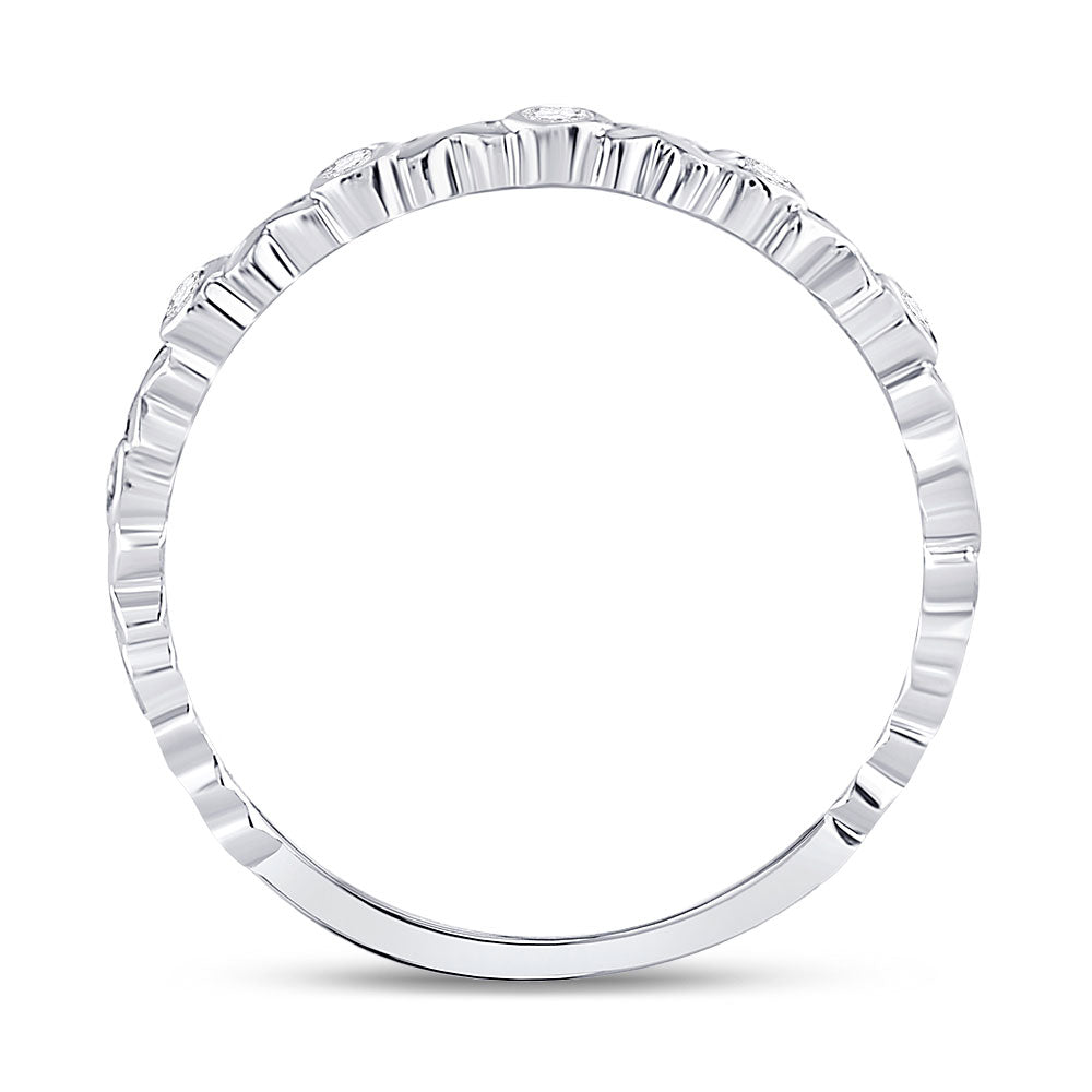 10K White Gold Womens Round Diamond XOXO Love Stackable Band Ring 1/12 Cttw, Womens Size: 5-10